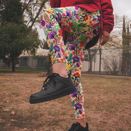 Kleurrijke Bloemen Illustratie Bloemen Print Patro Leggings