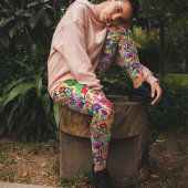 Kleurrijke Bloemen Illustratie Bloemen Print Patro Leggings