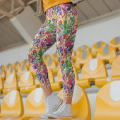 Kleurrijke Bloemen Illustratie Bloemen Print Patro Leggings