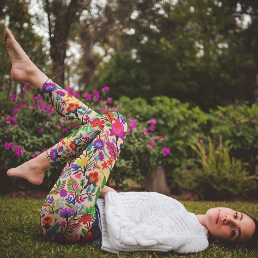 Kleurrijke Bloemen Illustratie Bloemen Print Patro Leggings