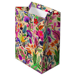 Kleurrijke Bloemen Illustratie Bloemen Print Patro Medium Cadeauzakje