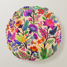 Kleurrijke Bloemen Illustratie Bloemen Print Patro Rond Kussen