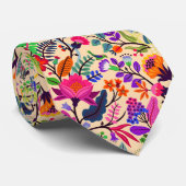 Kleurrijke Bloemen Illustratie Bloemen Print Patro Stropdas (Opgerold)