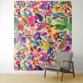 Kleurrijke Bloemen Illustratie Bloemen Print Patro Wandkleed (In situ)