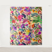 Kleurrijke Bloemen Illustratie Bloemen Print Patro Wandkleed (Voorkant)