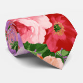 Kleurrijke Bloemen Illustratie Design Patroon Stropdas (Opgerold)