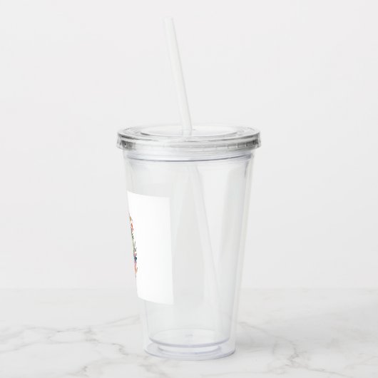 Kleurrijke bloemen in cirkel acryl drinkbeker (Links)