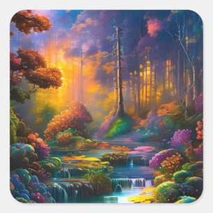 Kleurrijke bloemen in de bossen vierkante sticker