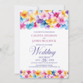 Kleurrijke bloemen in één bruiloft kaart (Voorkant)