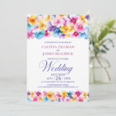 Kleurrijke bloemen in één bruiloft kaart (Staand voorkant)