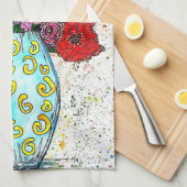 Kleurrijke Bloemen In Een Vaas Bloemen Keuken Hand Theedoek (Quarter Fold)