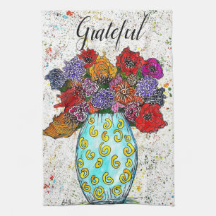 Kleurrijke Bloemen In Een Vaas Bloemen Keuken Hand Theedoek