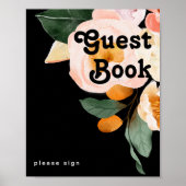 Kleurrijke bloemen in het vet | Zwarte handtekenin Poster (Voorkant)