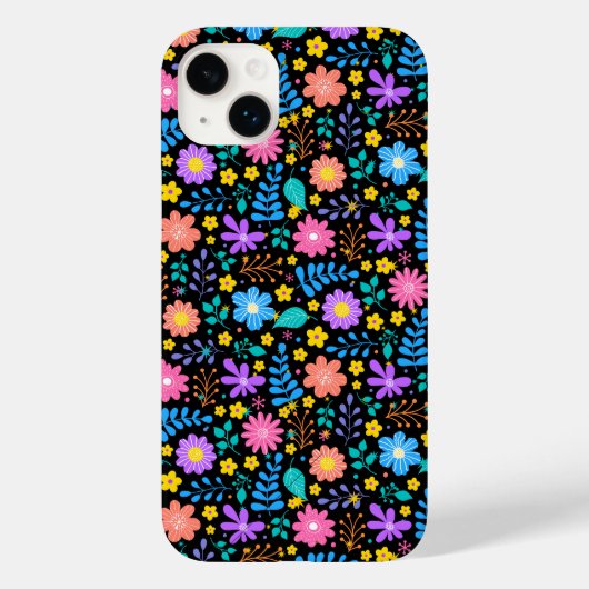 Kleurrijke bloemen in sprankelende sterren patroon Case-Mate iPhone case (Achterkant)