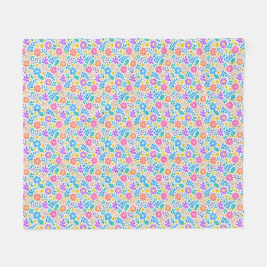Kleurrijke bloemen in sprankelende sterren patroon fleece deken (Voorkant (Horizontaal))