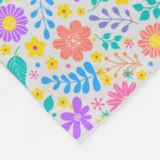 Kleurrijke bloemen in sprankelende sterren patroon fleece deken (Hoek)