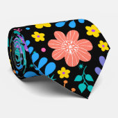 Kleurrijke bloemen in sprankelende sterren patroon stropdas (Opgerold)