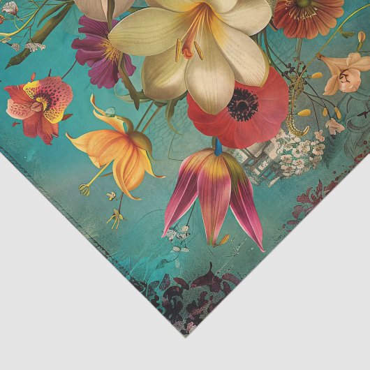 KLEURRIJKE BLOEMEN IN VAAS DECOUPAGE TISSUEPAPIER (Detail)