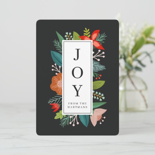 Kleurrijke bloemen inlijsting | Vreugde | Feestdag Feestdagenkaart (Staand voorkant)