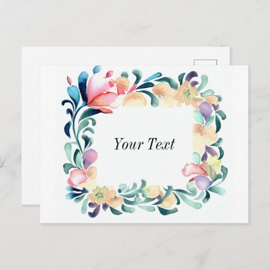 Kleurrijke Bloemen Invitation Briefkaart (Voorkant / Achterkant)