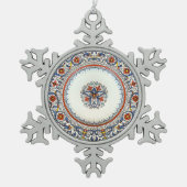 Kleurrijke Bloemen Italië Kunst Antico Deruta Vaka Tin Sneeuwvlok Ornament (Voorkant)