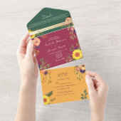 Kleurrijke Bloemen Juweel Tone Wedding All In One Uitnodiging (Afscheurbaar)