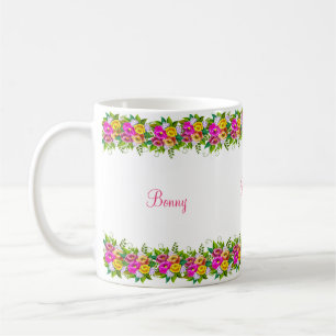 Kleurrijke bloemen & kalligrafie koffiemok