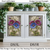 Kleurrijke bloemen, kant, rustiek hout DS5R Decoup Tissuepapier