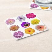 Kleurrijke bloemen kartonnen onderzetters (Schuin)