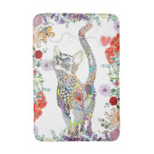 Kleurrijke Bloemen Kat Badmat (Voorkant Verticaal)