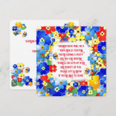 Kleurrijke bloemen Kinderen van Birthday PartyUitn Kaart (Voorkant / Achterkant)