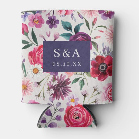 Kleurrijke Bloemen Koelboxxen Blikjeskoeler (Voorkant)