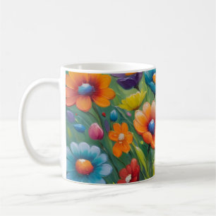 Kleurrijke bloemen koffiemok