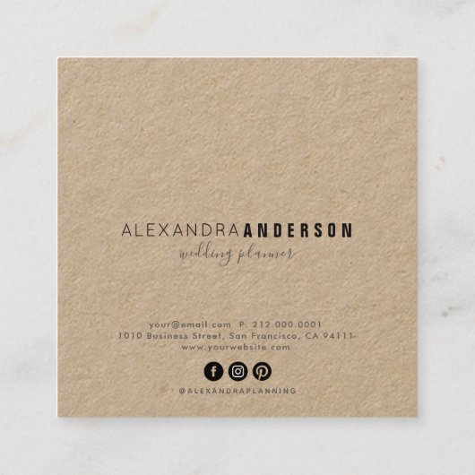 Kleurrijke Bloemen Kraft Papier Vierkante Visiteka Vierkante Visitekaartje (Achterkant)