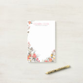 Kleurrijke bloemen krans bruiloft planner post-it® notes (Op bureau)