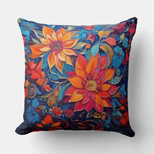 Kleurrijke bloemen kussen (Voorkant)