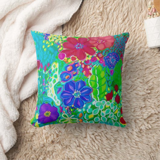 Kleurrijke Bloemen Kussen Popping met Kleur (Deken)