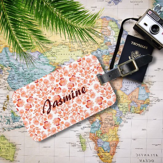 Kleurrijke Bloemen Lehenga Patroon Custom Monogram Bagagelabel