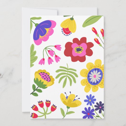 Kleurrijke bloemen leuk baby shower kaart (Achterkant)