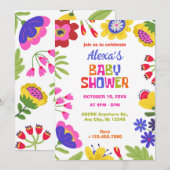 Kleurrijke bloemen leuk baby shower kaart (Voorkant / Achterkant)