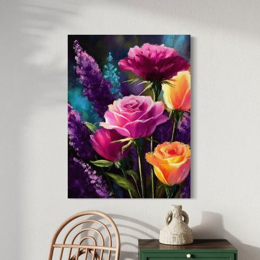 Kleurrijke Bloemen – Levendig Bloemenlandschap Canvas Afdruk