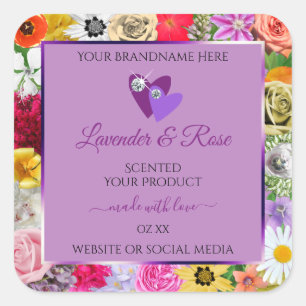 Kleurrijke bloemen Licht Paars Etiket op product H