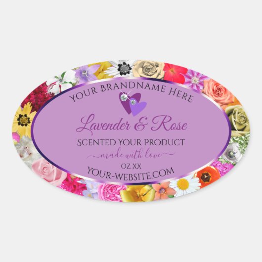 Kleurrijke bloemen Licht Paars Etiket op product H (Voorkant)