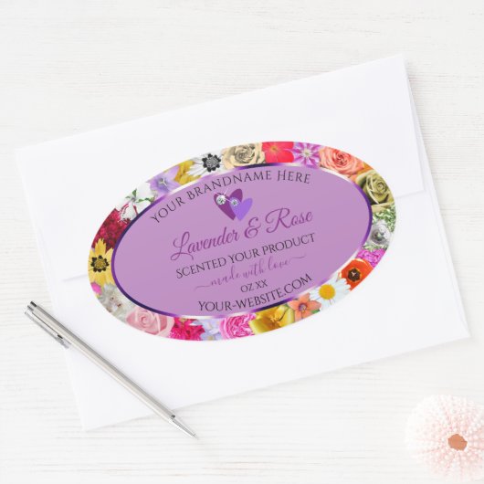 Kleurrijke bloemen Licht Paars Etiket op product H (Envelop)
