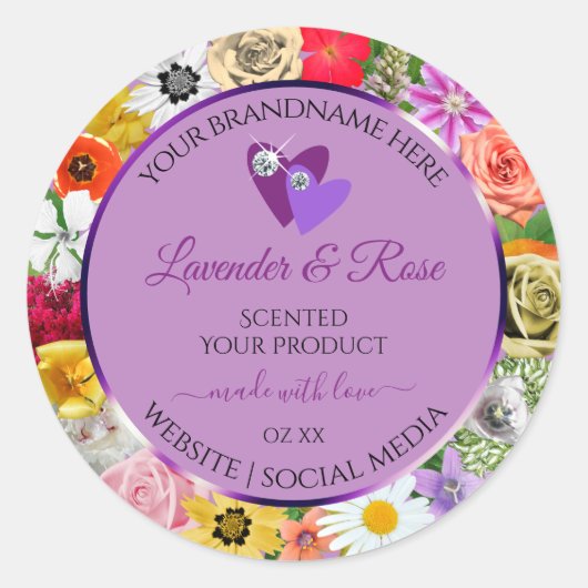 Kleurrijke bloemen Licht Paars Etiket op product H (Voorkant)