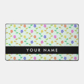 Kleurrijke bloemen, lichtgroene achtergrond, zwart bureaumat (Voorkant)