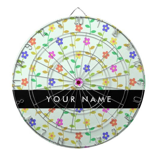 Kleurrijke bloemen, lichtgroene achtergrond, zwart dartbord (Voorkant)
