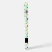 Kleurrijke bloemen, lichtgroene achtergrond, zwart iPhone hoesje (Linkerkant)