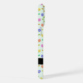 Kleurrijke bloemen, lichtgroene achtergrond, zwart iPhone hoesje (Rechterkant)