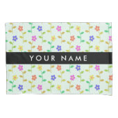 Kleurrijke bloemen, lichtgroene achtergrond, zwart kussensloop (Voorkant)